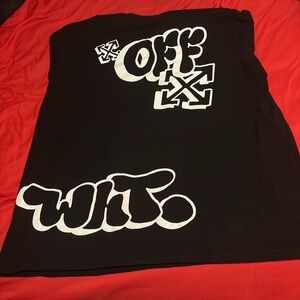 Off-White Black T-Shirt with Blue Label